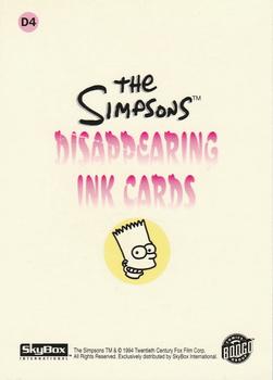 1994 SkyBox The Simpsons Series II - Disappearing Ink Cards #D4 Bart Simpson Back