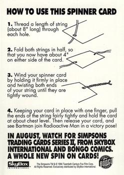 1994 SkyBox The Simpsons Series II - Promos #NNO Instruction card for #B5 Front