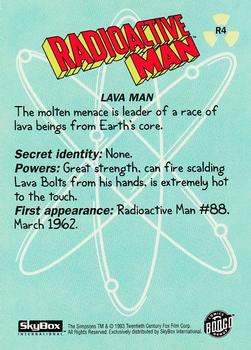 1993 SkyBox The Simpsons - Radioactive Man #R4 Lava Man Back