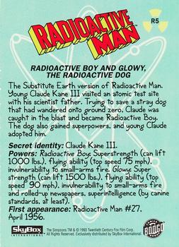 1993 SkyBox The Simpsons - Radioactive Man #R5 Radioactive Boy and Glowy Back
