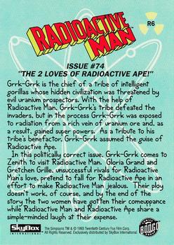 1993 SkyBox The Simpsons - Radioactive Man #R6 2 Loves of Radioactive Ape Back