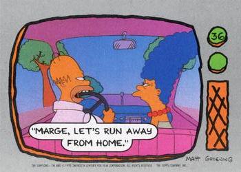 1990 Topps The Simpsons #36 Marge, let's run away from home. Front