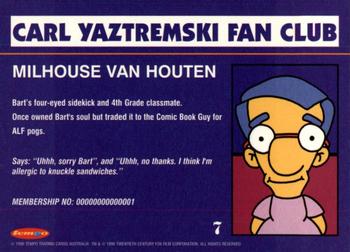 1996 Tempo The Simpsons Down Under #7 Milhouse Van Houten Back