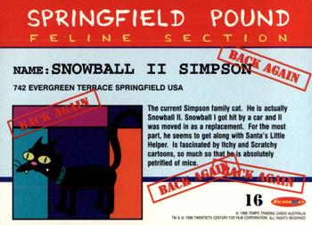 1996 Tempo The Simpsons Down Under #16 Snowball II Back