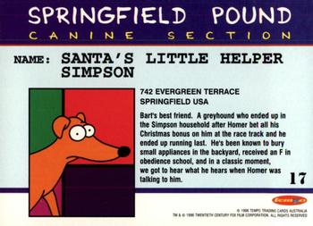 1996 Tempo The Simpsons Down Under #17 Santa's Little Helper Back