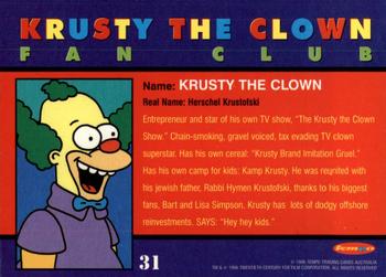 1996 Tempo The Simpsons Down Under #31 Krusty the Clown Back
