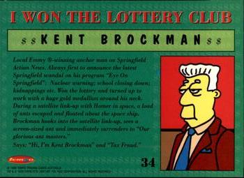 1996 Tempo The Simpsons Down Under #34 Kent Brockman Back