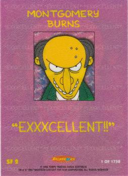 1996 Tempo The Simpsons Down Under - Springfield's Finest #SF2 Montgomery Burns Back