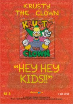 1996 Tempo The Simpsons Down Under - Springfield's Finest #SF3 Krusty the Clown Back