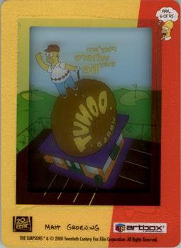 2000 ArtBox The Simpsons FilmCardz #6 Top of the World Back