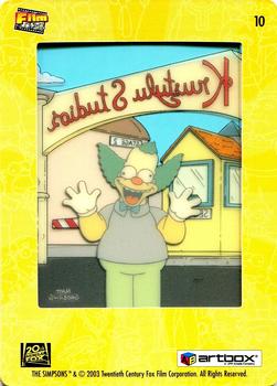 2003 ArtBox The Simpsons FilmCardz #10 Krusty Clowns It Up At Krustylu Studies Back