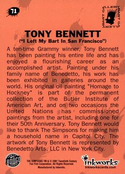 2001 Inkworks Simpsons Mania! #71 Tony Bennett Back