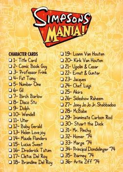 2001 Inkworks Simpsons Mania! #72 Checklist Card Front