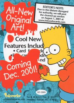 2001 Inkworks Simpsons Mania! - Promos #SD-2001 All-New Original Art! Back