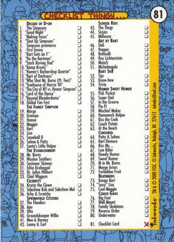 2000 Inkworks The Simpsons 10th Anniversary #81 Checklist Thingy ... Back