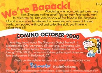 2000 Inkworks The Simpsons 10th Anniversary - Promos #P-3 We're Baaack! Back