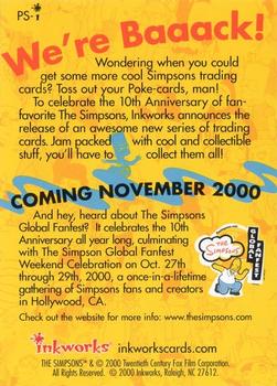 2000 Inkworks The Simpsons 10th Anniversary - Promos #PS-i Comin' atcha, man! Back