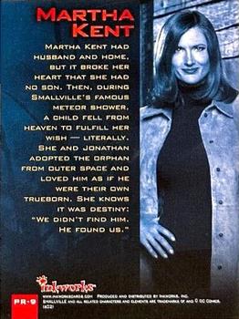 2002 Inkworks Smallville Previews #PR-9 Martha Kent Back