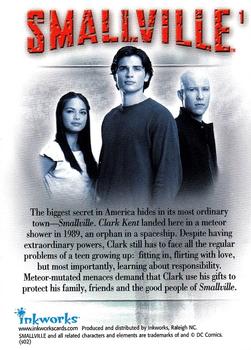 2002 Inkworks Smallville Season 1 #1 Title Card Back