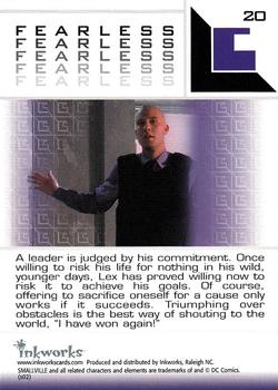 2002 Inkworks Smallville Season 1 #20 Fearless Back