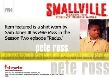 2003 Inkworks Smallville Season 2 - Pieceworks Costumes #PW4 Shirt worn by Sam Jones III as Pete Ross Back