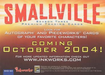 2004 Inkworks Smallville Season 3 - Promos #SM3-SD Lex Luthor / Clark Kent / Lana Lang / Chloe Sullivan / Pete Ross Back