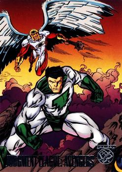 1996 SkyBox Amalgam #17 JLA: Captain Marvel/Angelhawk Front