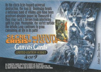 1996 SkyBox Amalgam - Secret Crisis of the Infinity Hour Canvas Cards #4 Dr. Doomsday Back