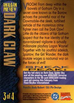 1996 SkyBox Amalgam - Preview Set #3 Dark Claw Back