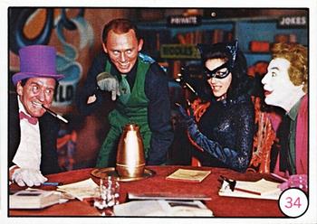 1966 Topps Batman Bat Laffs #34 The Penguin, the Riddler, Catwoman and the Joker Front