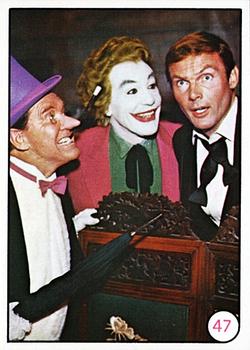 1966 Topps Batman Bat Laffs #47 The Penguin, the Joker and Bruce Wayne Front