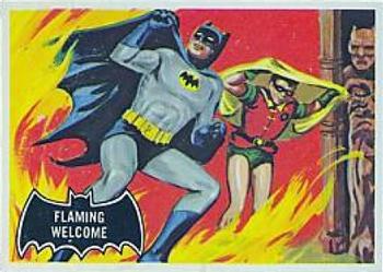 1966 Topps Batman (Black Bat Logo) #51 Flaming Welcome Front