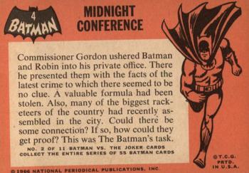 1966 Topps Batman (Black Bat Logo) #4 Midnight Conference Back