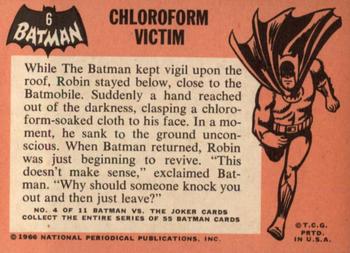 1966 Topps Batman (Black Bat Logo) #6 Chloroform Victim Back