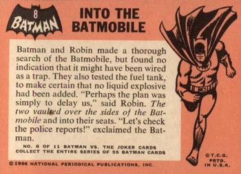 1966 Topps Batman (Black Bat Logo) #8 Into the Batmobile Back