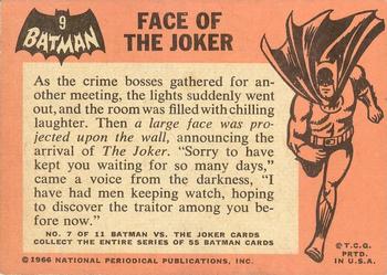 1966 Topps Batman (Black Bat Logo) #9 Face of the Joker Back