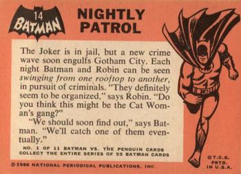 1966 Topps Batman (Black Bat Logo) #14 Nightly Patrol Back