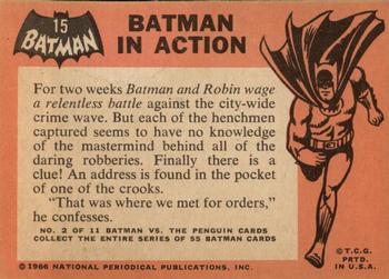 1966 Topps Batman (Black Bat Logo) #15 Batman in Action Back
