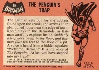 1966 Topps Batman (Black Bat Logo) #16 The Penguin's Trap Back