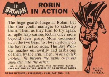 1966 Topps Batman (Black Bat Logo) #18 Robin in Action Back