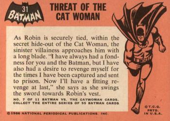 1966 Topps Batman (Black Bat Logo) #31 Threat of the Cat Woman Back