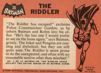 1966 Topps Batman (Black Bat Logo) #36 The Riddler Back