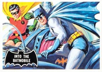 1966 Topps Batman (Black Bat Logo) #8 Into the Batmobile Front