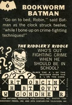 1966 Topps Batman Riddler Back #6 Bookworm Batman Back