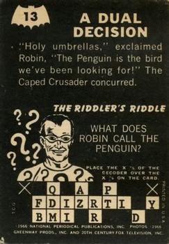 1966 Topps Batman Riddler Back #13 A Dual Decision Back