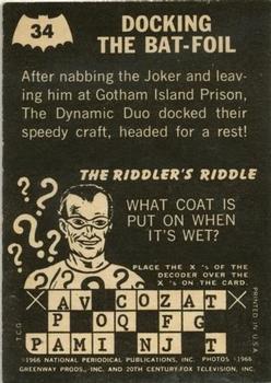 1966 Topps Batman Riddler Back #34 Docking the Bat-Foil Back