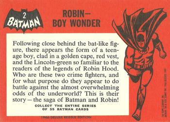 1989 Topps Batman Deluxe Reissue Edition #2 Robin - Boy Wonder Back