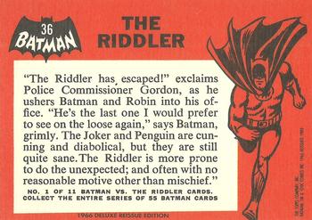 1989 Topps Batman Deluxe Reissue Edition #36 The Riddler Back