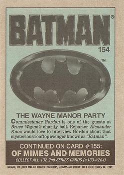 1989 Topps Batman #154 The Wayne Manor Party Back