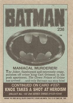 1989 Topps Batman #236 Maniacal Murderer! Back